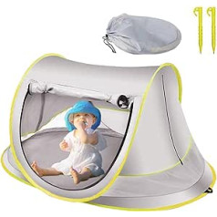 Baby Beach Tent Pop-Up, with UV Protection 50+, Waterproof, Foldable, with Mosquito Net, Travel Tent, Baby Beach Tent, Includes Storage Bag, Ground Pail, Restraint Rope, Parasol for Girls and Boys