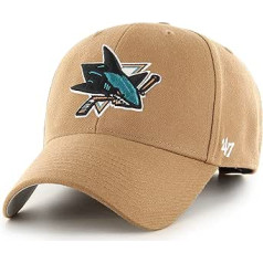 '47 NHL Sanhosē Sharks MVP Unisex beisbola cepures ar āķi un cilpu Sharks logotipu Camel, One Size, kamieļa