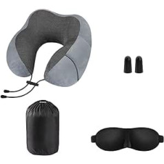 L/G 1 x Grey Memory Foam Travel Pillow Storage Bag