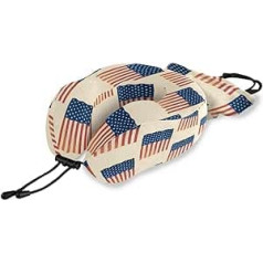 QMIN Travel Pillow America Flag Pattern Memory Foam Neck Support U Shaped Ergonomic Neck Pillow Travel Kit for Long Distance Aircraft Car Train