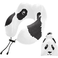 YOUJUNER Travel Pillow Black White Panda Face Memory Foam Neck Pillow Support Pillow Neck Pillow