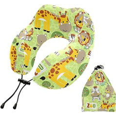 YOUJUNER Reisekissen Nette Tiere Giraffe Zebra Memory Foam Nackenkissen Stützkissen Nackenkissen