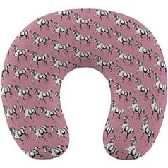 Oudrspo Horse The Pink Lady Walked Travel Pillow, U-veida atmiņas putu kakla spilvens ar slēptu rāvējslēdzēju birojam, mājām, automašīnai