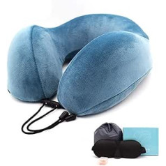 YLYP U Shaped Travel Neck Pillow Memory Foam Neck Pillow Soft Slow Rebounce Firm Neck Earbuds and Eye Mask