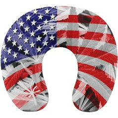 TRoki Funny U-Shaped Memory Headrest Pillow with USA Weed Flag Design for Travel, Home, and Office Comfort