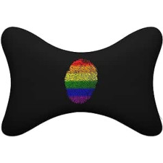 Gay Pride Fingerabdruck Regenbogen LGBT Flagge Auto Nackenkissen Weiche Auto Kopf Nackenstütze Kissen Kissen Kopfstütze Nackenstütze für Reisen Auto