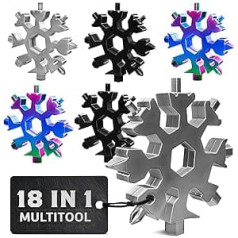 6 gab 18 in 1 nerūsējošā tērauda Snowflake Multi Tool pārnēsājams atslēgu piekariņš skrūvgriezis pudeļu attaisāmais rīks āra kempinga velosipēdam Multi Tool Multicolor Black)