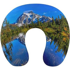 Mountain Lake Travel Pillow Pārnēsājams kakla spilvens U formas spilvena automašīnas galvas balsts sievietēm vīriešiem