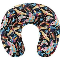 Multicolor Butterflies Travel Pillow Pārnēsājams kakla spilvens U formas spilvena automašīnas galvas balsts sievietēm vīriešiem