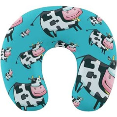 Neck Support Travel Pillow, Soft Car Flight Neck Pillow, Memory Foam, 3D Printing Decor, U Shaped Pillow for Travel at Home Outdoor, Compatible with Cute Cartoon Cow Neck Pillow