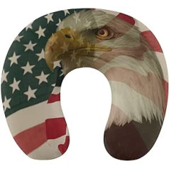 American Flag Eagle Travel Pillow Pārnēsājams kakla spilvens U formas spilvena automašīnas galvas balsts sievietēm vīriešiem