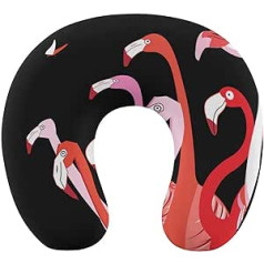 Graphics Red Lots Flamingos Reisekissen, tragbares Nackenkissen, U-förmiges Kissen, Auto-Kopfstütze für Damen und Herren