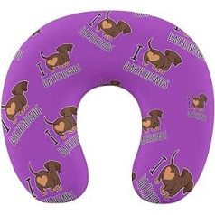 Oudrspo I Love Dachshund Travel Pillow U Shaped Memory Foam Neck Pillow with Hidden Zipper for Office Home Car