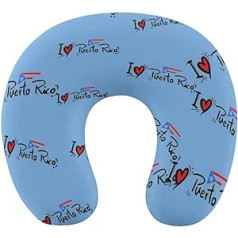 Oudrspo I Love Puerto Rico Travel Pillow U Shaped Memory Foam Neck Pillow with Hidden Zipper for Office Home Car