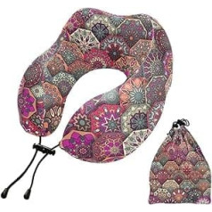 MCHIVER Floral Mandala Nackenkissen zum Schlafen Memory Foam Reisekissen mit Aufbewahrungstasche Adjustale Weiche Kopf Nacken Stützkissen für Camping Reisen Flugzeug Reise Essentials