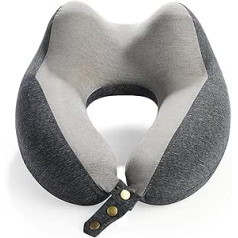 ADSFG Travel Pillow Memory Foam Neck Pillow Comfortable and Breathable Cushion Cover Machine Washable Suitable for Sleeping Pillow Aeroplane Cars Dark Grey