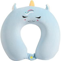 Breathable Comfortable Portable Travel Pillow, Soft U Shaped Pillow, Neck Support Pillow, Suitable for Head and Neck Support (Blue Unicorn) Zhengzilu