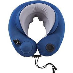 JMYSD Travel Neck Pillow Shiatsu and Vibration Cordless U-Shaped Memory Foam Kneading Neck Support for Pain Relief, Suitable for Airplane, Train, Car Travel, Dark Blue