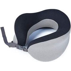 SMSOM Foldable Buckle Neck Pillow for Travel, Travel Neck Pillow for Aeroplane Pure Memory Foam Travel Pillow for Aeroplane Headrest Sleep, Portable Layer Accessories (Colour: Grey)