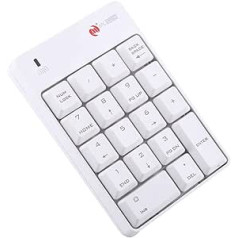 Bezvadu ciparu tastatūra, 18 taustiņu ciparu tastatūra, 2,4 G tastatūra ar 10 metriem lielākajai daļai datoru (balta)