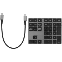 Garsent bezvadu ciparu tastatūra, pārnēsājama 34 taustiņu tastatūra ar HUB Type C USB 3.0 operētājsistēmai Windows, Android (melna)