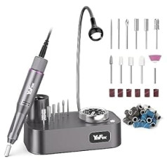 ‎Yafex YaFex Nail Cutter for Gel Nails 35000 rpm, 11-in-1 Electric Nail Cutter Professional with Nail Cutter Attachments, Nail File Manicure Pedicure Set with LED Lamp (Grey)