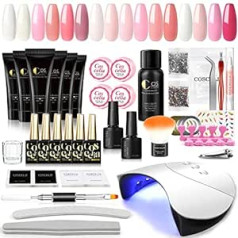 ‎Coscelia COSCELIA UV Nail Polish Starter Set with UV Lamp 10 Colours Gel Nail Polish Set 6 Colours Poly Nail Gel Set Nail Manicure Set DIY Salon Kit