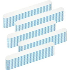 Nailfun Professional Nail Files White Straight Shape 180/240 Grit Blue Core Pack of 50