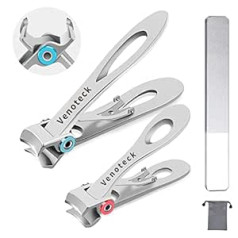 Venoteck Finger and Toenail Clippers for Thick Nails, Nail Clippers Adults, Men, Women, Seniors, Silver