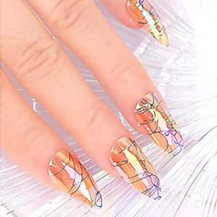 Brishow False Nails Short False Nails Fake Nails Pointed Ballerina Acrylic Press On The Nails Full Cover Stick On The Nails 24 Pieces for Women and Girls (Yellow)