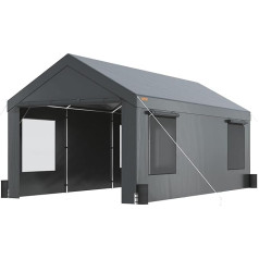 VEVOR Zeltgarage 3,7 x 6 x 2,96 m Garagenzelt aus 180 g/m² doppelseitig beschichtetes PE und verzinktes Stahlrohr Lagerzelt Carport 38 mm Säulendurchmesser Gerätezelt für 2-3 Erwachsene Dunkelgrau