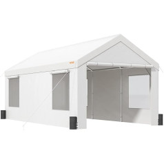 VEVOR Zeltgarage 3,7 x 6 x 2,96 m Garagenzelt aus 180 g/m² doppelseitig beschichtetes PE und verzinktes Stahlrohr Lagerzelt Carport 38 mm Säulendurchmesser Gerätezelt für 2-3 Erwachsene Weiß