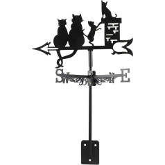 Yardwe Black Weather Vane Cat Weathercock Windmill Vēja virziena indikators Nerūsējošā tērauda vējrādis mājas dārza terases pagalma jumta dekorēšanai