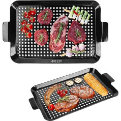 2 Pack BBQ ACETOP Non-Stick Grill Baskets Outdoor Stainless Steel BBQ Grill Tray for Indoor Vegetables Seafood Meat Birthday Christmas