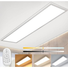 Dimmable LED griestu gaismas panelis, 120 x 30 cm, ar tālvadības pulti, 40 W lielisks griestu paneļa apgaismojums ar netiešu spēcīgu gaismu, silts, dabisks, auksti balts, darbnīcas apgaismojums, biroja apgaismojums, garāžas un dzīvojamās istaba