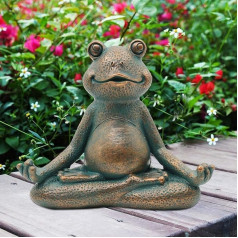 Goodeco meditējoša varde ornaments Miniature Zen joga varde dārza figūriņa statue iekštelpu āra dārza skulptūra Dāvanas pasaku dārzam Mājas mākslas rotājumi 13cm (vara)