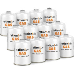 ration1 Gaskartuschen 12 x 450g, EN 417 Schraubkartusche mit Butan/Propan Gas, Ventilkartusche mit Schraubverschluss, Gaskartusche mit Camping Gas für den Campingkocher, Urlaub oder Notfall