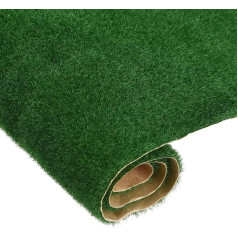 sourcing map Artificial Grass Mat 2 Pieces 25cm x 25cm Dark Green Realistic Artificial Grass Garden Lawn Decoration