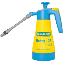 GLORIA Hobby 125 Plus spiediena smidzinātājs - 1,25 l dārza smidzinātājs | Rokas smidzinātājs | Etiķskābes smidzināšanai | Skābjizturīgs | Grozāms uzgalis | Skābiem augu aizsardzības līdzekļiem | Plastmasas sūknis