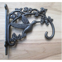 Dzelzslietu pasaule Dzelzs čuguna dārza putns Rustic Hanging Basket Holder Hook Plants Lantern Chime (Antique Iron)