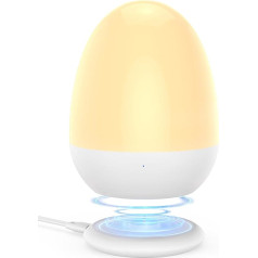 JolyWell Night Lights for Kids, Baby Night Light with Sturdy Charging Pad, Touch Control and Timer Setting, ABS+PC, Baby Egg Lamp for Breastfeeding, White