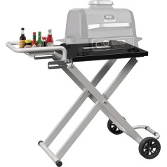 BMMXBI Tragbarer Grillwagen für Ninja Outdoor Woodfire OG700 Serie OG701 OG751 Grill, Klappbarer Outdoor-Grilltisch für Ninja OG701, Ninja Woodfire Outdoor Grillständer mit Beistelltisch Ninja