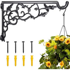 BNGGOGO Hanging Plant Bracket Rose Vine Shape Solid Aluminium Heavy Duty Hanging Plant Hook Rust Resistant Wall Mount Lantern Wind Chimes (1 Pack)