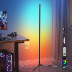 Ydene RGB Floor Lamp Living Room Black, 125 cm LED Floor Light, Removable Corner Lamp Living Room, App Control, Corner Floor Lamp Dimmable with Remote Control, 213 Modes Sync with Music for Home