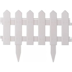 Garden Mile 1 Pack of 4 White Picket žoga paneļi Āra dekoratīvie dārza apmales vai ziedu robežu ceļa kājas žoga paneļi Zāliena apmales apmales apmales 20cm x 1,6m