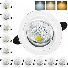 LED iegremdējami starmeši, 230 V, Dimmable, 6 W iegremdējamie starmeši, LED Warm White, 3000 K, Natural White, 4500 K, Cool White, 6500 K, griestu starmeši, IP44, LED starmeši, caurumu izmērs 75-85 mm,