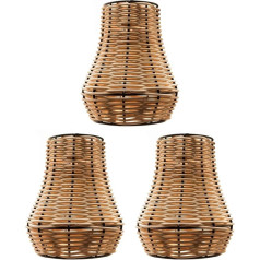 Rattan Lampshade griestu lampas abažūrs Pīts grozs Boho rotangpalmas lampas abažūrs Piekaramais lampas abažūrs Pack of 3