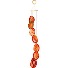 KYEYYGWO Sarkanā agāta diski Geode Wind Chime Sun Catcher Crystal Stone Chime mākslas darbs mājas dārza dekorēšanai 70-85 cm