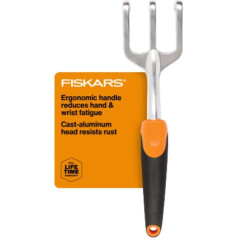 Fiskars Ergo Kultivator - Robustes Garten-Handwerkzeug mit Aufhängeloch - Rasen- und Hofwerkzeuge - Schwarz/Orange