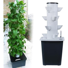 30 podi Hydroponics Tower Garden Hydroponic Growing System Aeroponics Growing Kit für Kräuter, Obst und Gemüse mit Hydrating Pump, Adapter, Net P